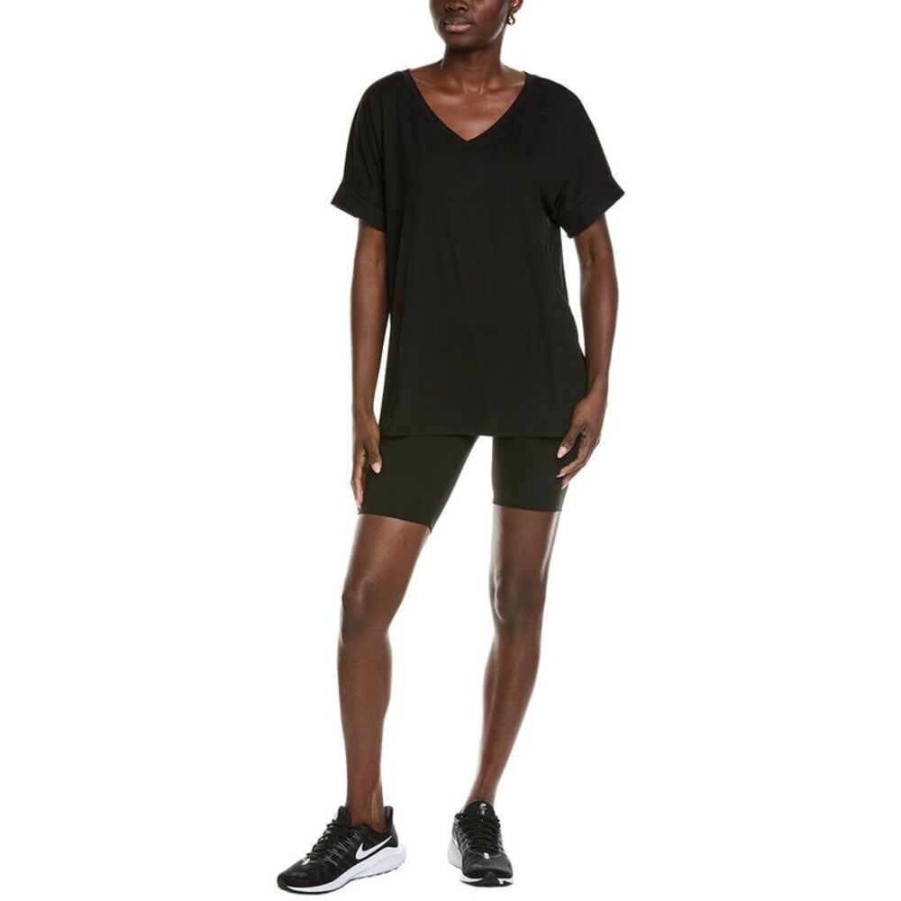 Marion Womens  2Pc V-Neck Top & Biker Short Set, Black